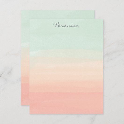 Pastellfarben Streifen Personalisierte Pfirsichfar Mitteilungskarte (Vorne/Hinten)