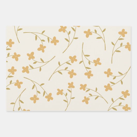 Pastellfarben Streifen, Punkte, minimales Blumenmu Geschenkpapier Set (Vorderseite)