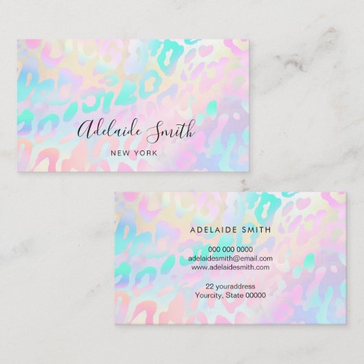 Pastellfarben Tierhautmuster Visitenkarte (Vorne/Hinten)