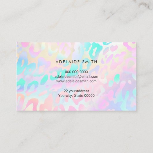 Pastellfarben Tierhautmuster Visitenkarte (Rückseite)
