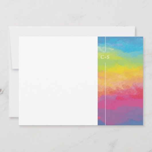 Pastellfarben Wasserfarbenregenbogen Einladung (Vorderseite)