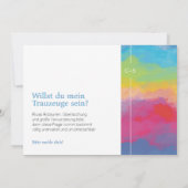 Pastellfarben Wasserfarbenregenbogen Einladung (Rückseite)