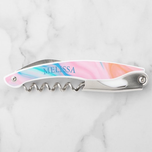 Pastellfarben Wirbler abstrakter Stein Kellnermesser (Rückseite)