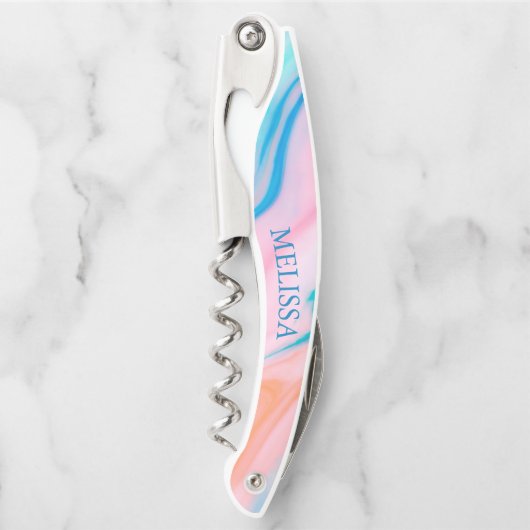 Pastellfarben Wirbler abstrakter Stein Kellnermesser (Vorderseite)