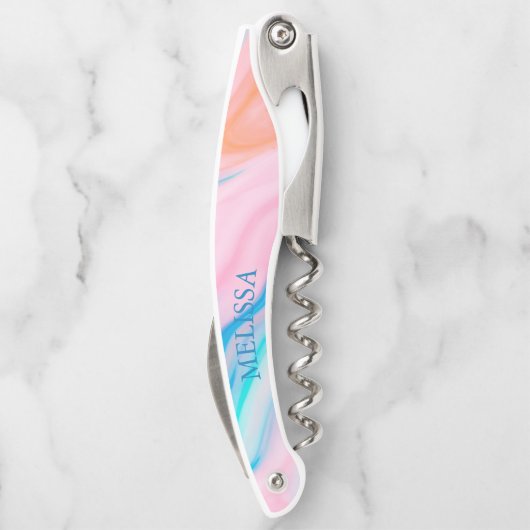 Pastellfarben Wirbler abstrakter Stein Kellnermesser (Rückseite)