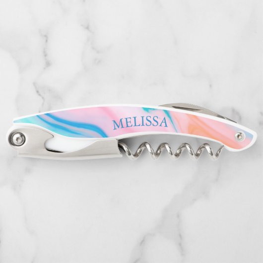 Pastellfarben Wirbler abstrakter Stein Kellnermesser (Vorderseite)