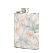 Pastellfarben zarte Blumenmotive Flachmann (Links)