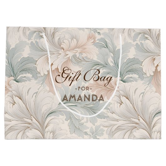 Pastellfarben zarte Blumenmotive Große Geschenktüte (Rückseite)