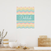 Pastellfarben Zickzack rosa Gelb Poster (Küche)