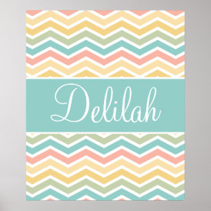 Pastellfarben Zickzack rosa Gelb Poster