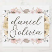 Pastellfarbenblumenhochzeit Alkoholflaschenetikett (Einzelnes Label)