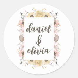 Pastellfarbenblumenhochzeit Runder Aufkleber