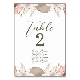 Pastellfarbenblumenhochzeit Tischnummer