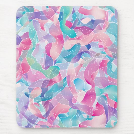 Pastellfarbene abstrakte Bandmuster Mousepad (Vorne)