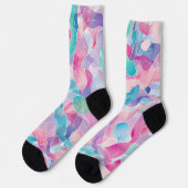 Pastellfarbene abstrakte Bandmuster Socken (Linkes Detail)