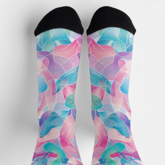 Pastellfarbene abstrakte Bandmuster Socken (Oben)
