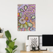 Pastellfarbene abstrakte Blumengewirr-Doodle-Kunst Poster (Heimbüro)