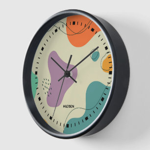 Pastellfarbene abstrakte Formen moderne Hintergrun Uhr
