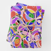 Pastellfarbene abstrakte Muster Geschenkpapier Set (Beispiel)