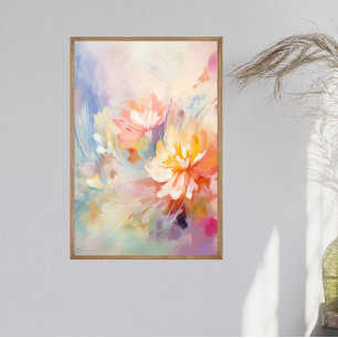 Pastellfarbene abstrakte Wasserfarbe-Floral-Wandku Poster
