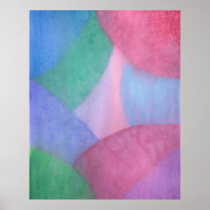 Pastellfarbene abstrakte Wasserfarbe mit überlappe Poster