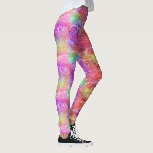 Pastellfarbene abstrakte Wirbel-Ölgemälde-Muster Leggings (Rechts)
