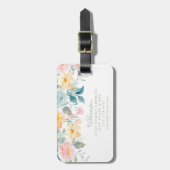 Pastellfarbene Aquamarin rosa Blumenzähne Gepäckanhänger (Vorderseite vertikal)