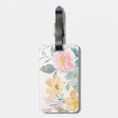 Pastellfarbene Aquamarin rosa Blumenzähne Gepäckanhänger (Rückseite vertikal)