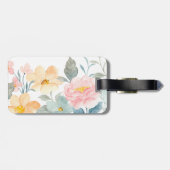 Pastellfarbene Aquamarin rosa Blumenzähne Gepäckanhänger (Rückseite horizontal)