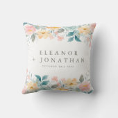 Pastellfarbene Aquamarin rosa Blumenzähne Kissen (Rückseite)