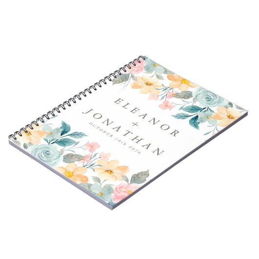 Pastellfarbene Aquamarin rosa Blumenzähne Notizblock (Linke Seite)