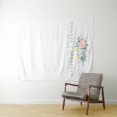 Pastellfarbene Aquamarin rosa Blumenzähne Wandteppich (Beispiel (Horizontal))