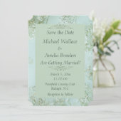 Pastellfarbene Aquamarine weiße Blume Hochzeit Spe Save The Date (Stehend Vorderseite)