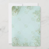 Pastellfarbene Aquamarine weiße Blume Hochzeitskar (Rückseite)