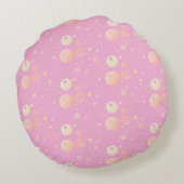 Pastellfarbene, ästhetisch rosa Punktmuster Rundes Kissen (Rückseite)