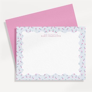 Pastellfarbene Baby-Blumen-Wellige-Rand-Notizkarte Einladung