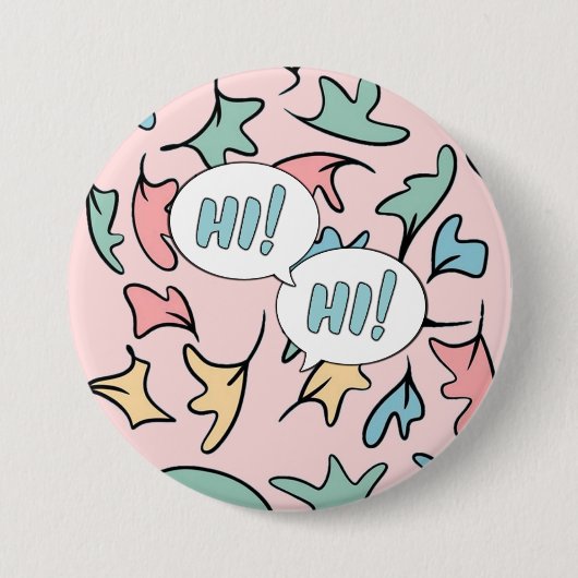 Pastellfarbene Blätter Rosa Button (Vorderseite)