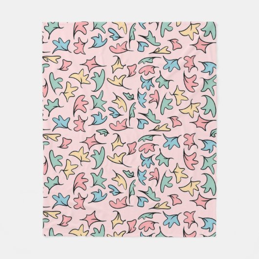 Pastellfarbene Blätter Rosa Fleecedecke (Vorderseite)