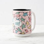 Pastellfarbene Blätter Rosa Zweifarbige Tasse (VorderseiteRechts)