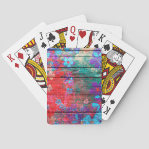 Pastellfarbene Blume auf Holz #2 Spielkarten