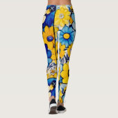 pastellfarbene Blume Blumenmuster Leggings (Rückseite)