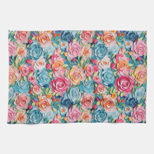 Pastellfarbene Blume Geschirrtuch (Horizontal)