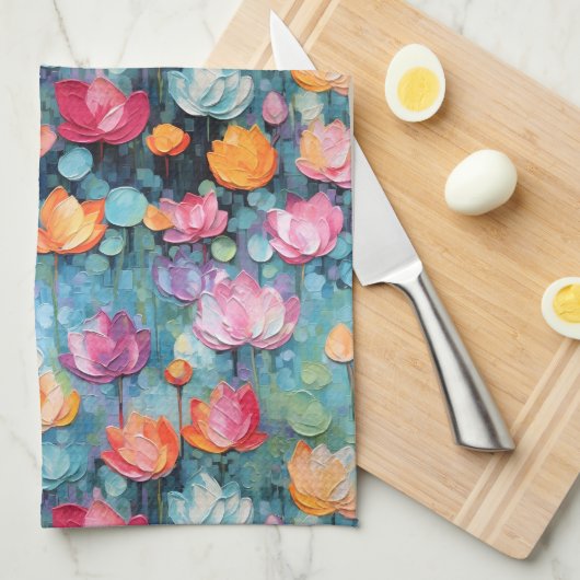 Pastellfarbene Blume Geschirrtuch (Viertel Falte)