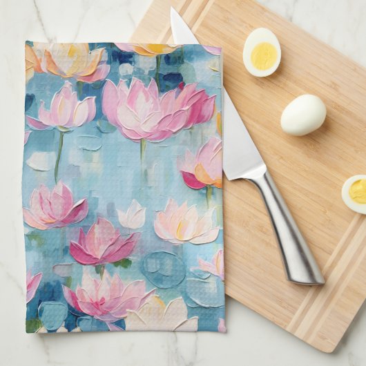 Pastellfarbene Blume Geschirrtuch (Viertel Falte)