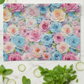 Pastellfarbene Blume Geschirrtuch (Gefaltet)