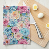 Pastellfarbene Blume Geschirrtuch (Viertel Falte)