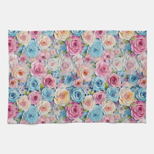 Pastellfarbene Blume Geschirrtuch (Horizontal)