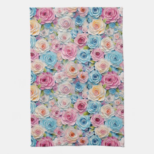 Pastellfarbene Blume Geschirrtuch (Vertikal)