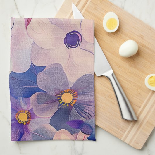 Pastellfarbene Blume Geschirrtuch (Viertel Falte)