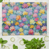 Pastellfarbene Blume Geschirrtuch (Gefaltet)